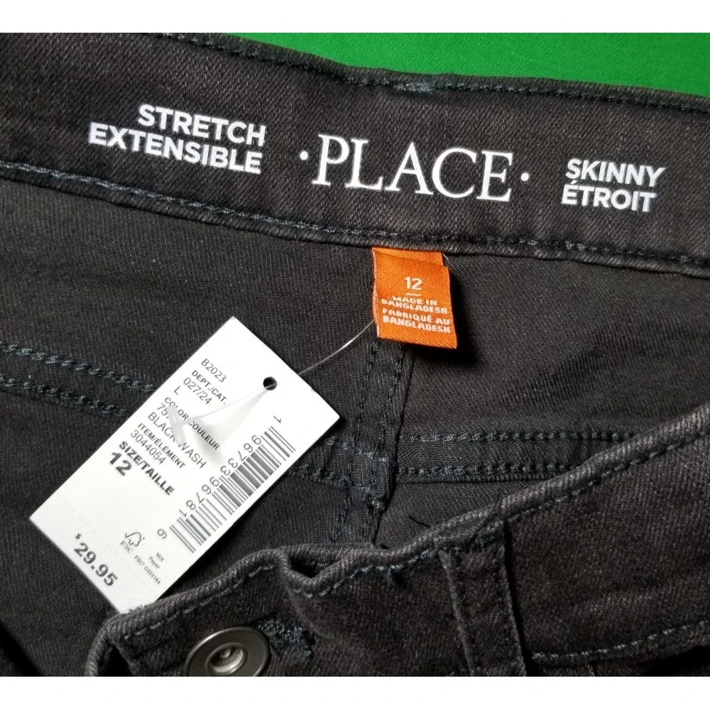 The Children's Place Girls Size 12 Skinny Black Jeans Streetwear Retro NWT